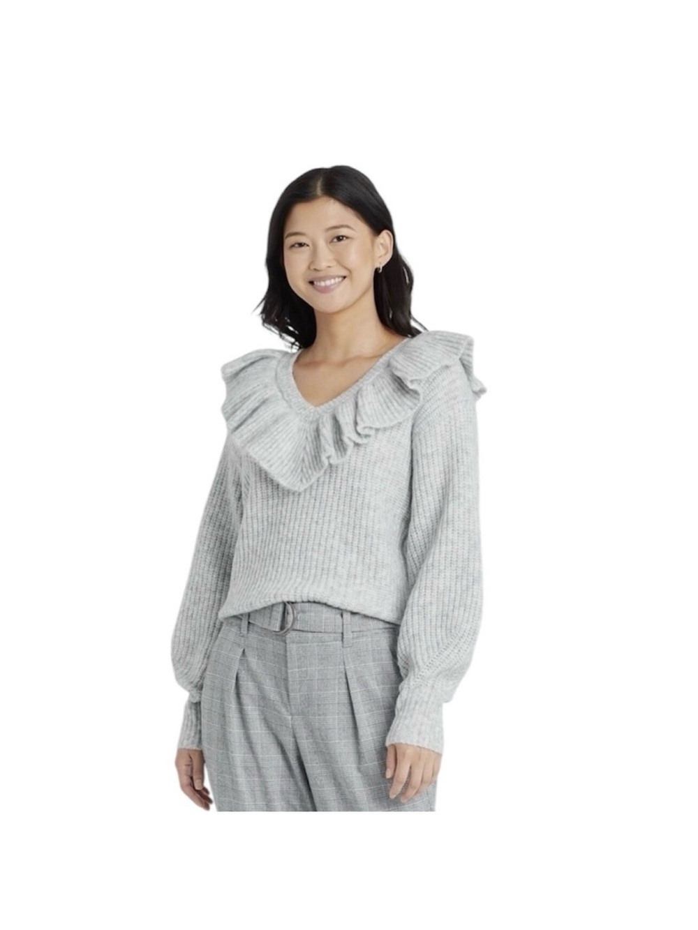 A New Day ruffle v-neck sweater - medium